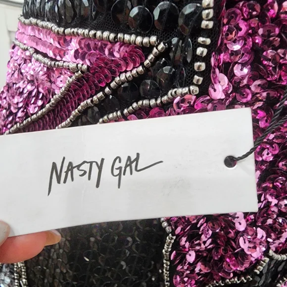 [ NASTY GAL] brand new with tags  Women's size 6- TASSEL  BEADED STAR MINI DRESS - Picture 13 of 16